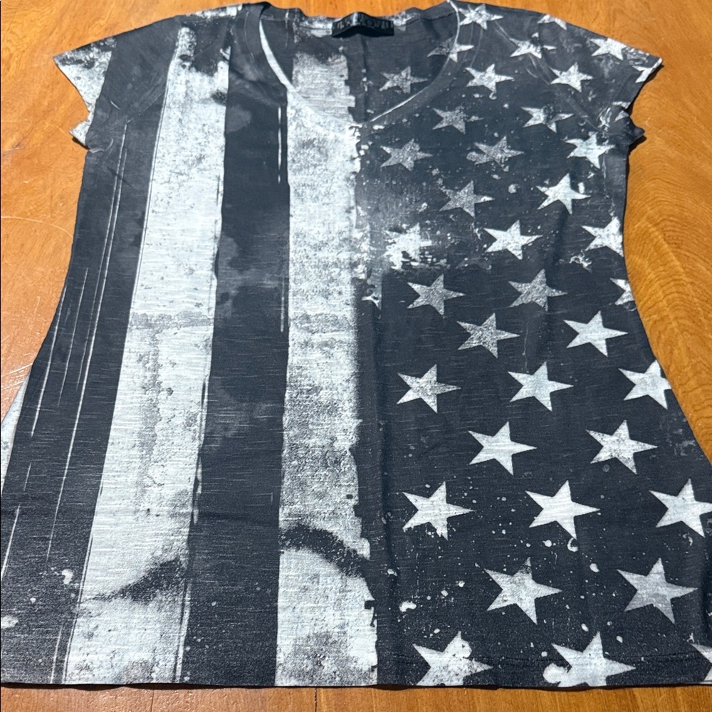 Barcode Black and White Stars and Stripes Tee